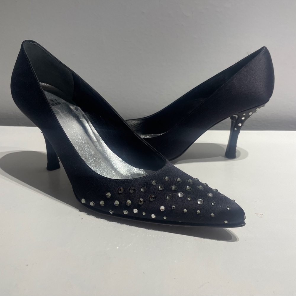 Stuart Weiztman Pointed Satin Heels Rhinestone 6 Women’s Shoes Pumps Trend